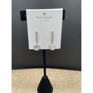 kate spade Clink of Ice Linear Earrings Silver/ Clear Drop NWT Formal Wedding